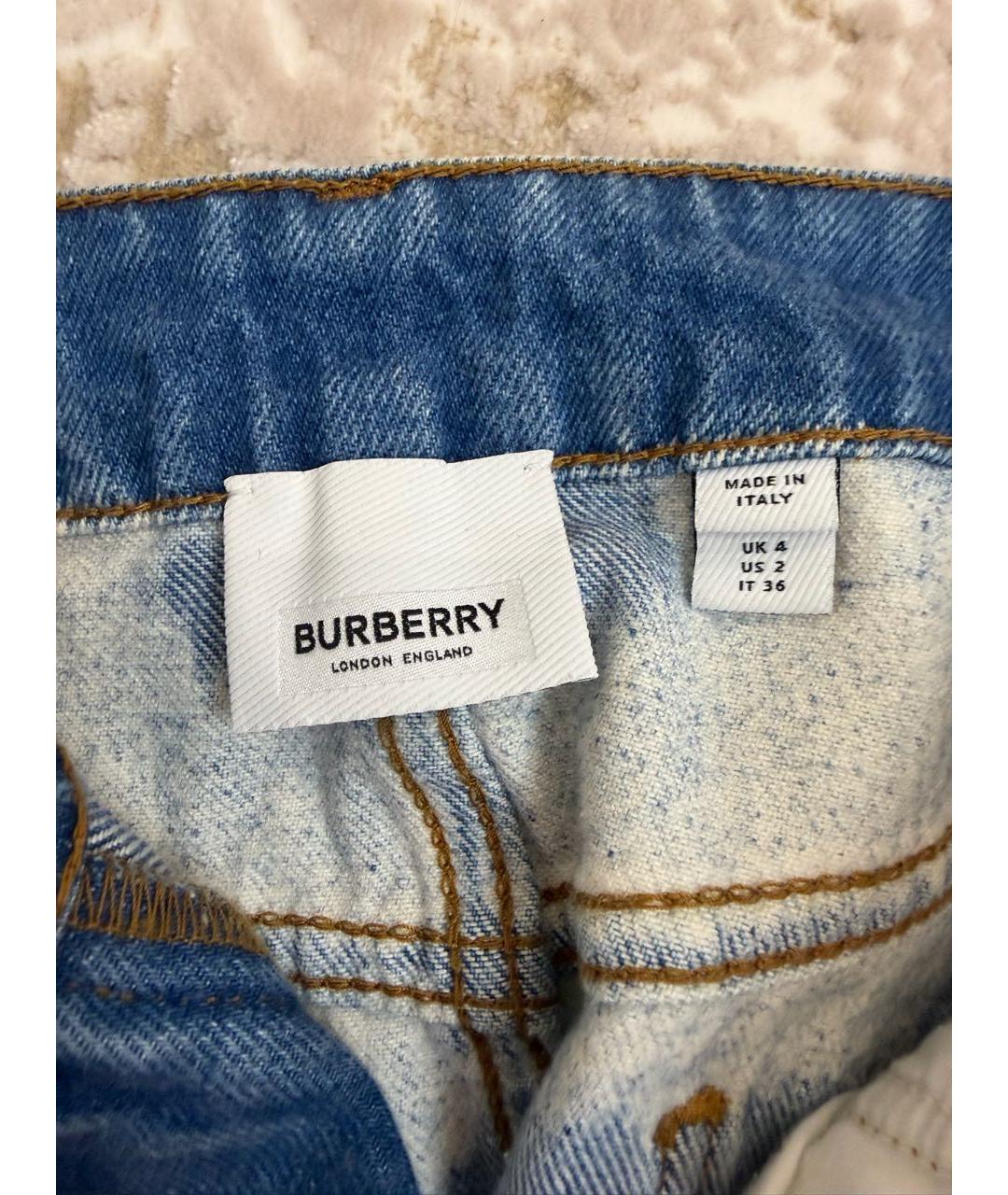 BURBERRY Синяя деним юбка мини, фото 6