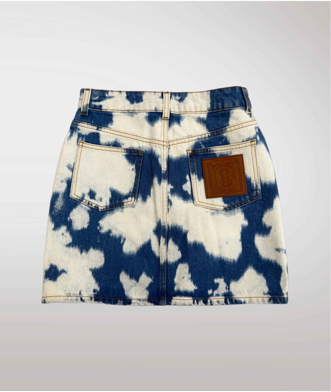 BURBERRY Синяя деним юбка мини, фото 2