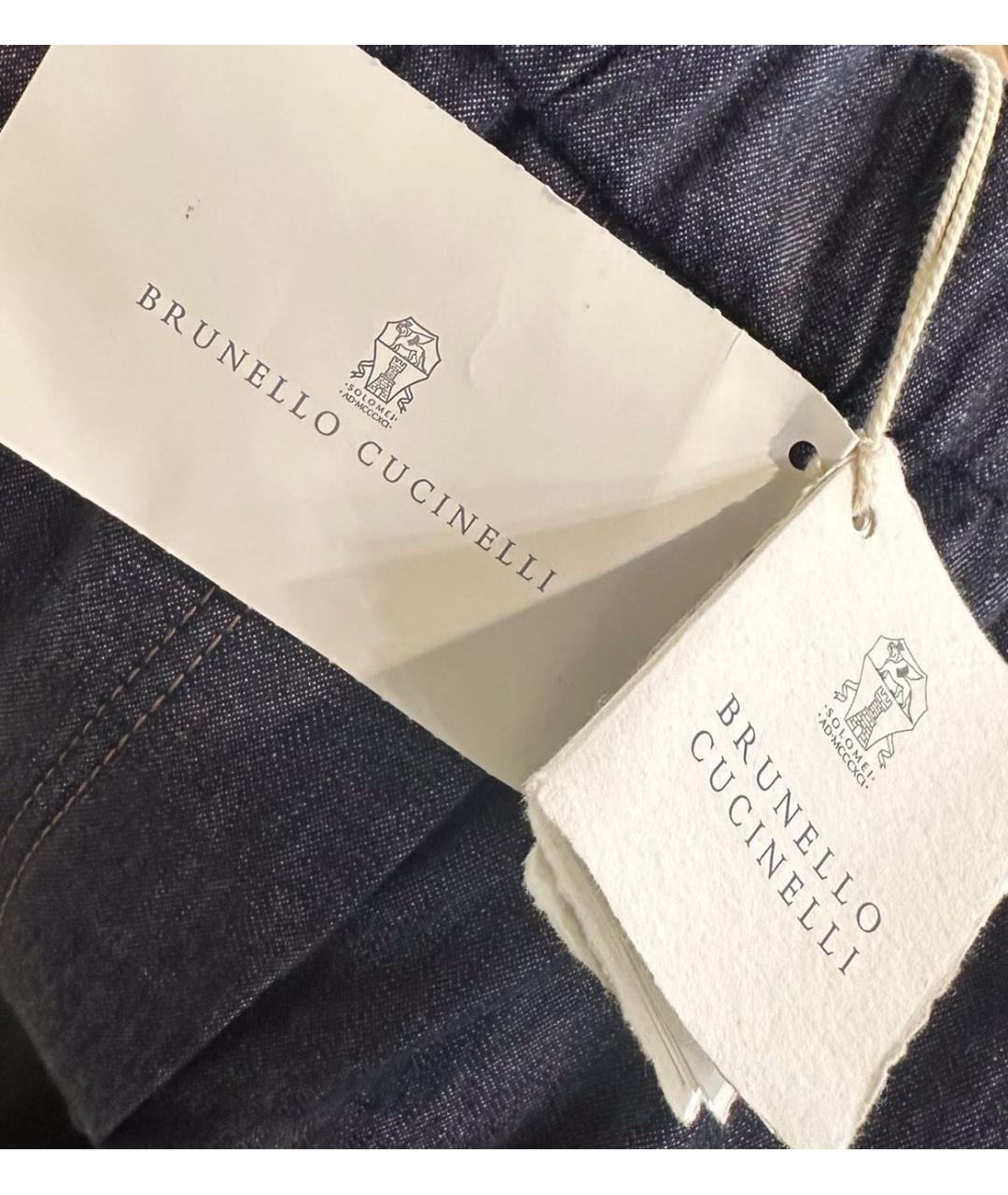 BRUNELLO CUCINELLI Синие хлопковые джинсы слим, фото 6
