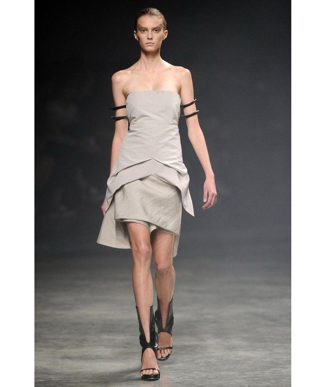 RICK OWENS Бежевая шелковая юбка-шорты, фото 6