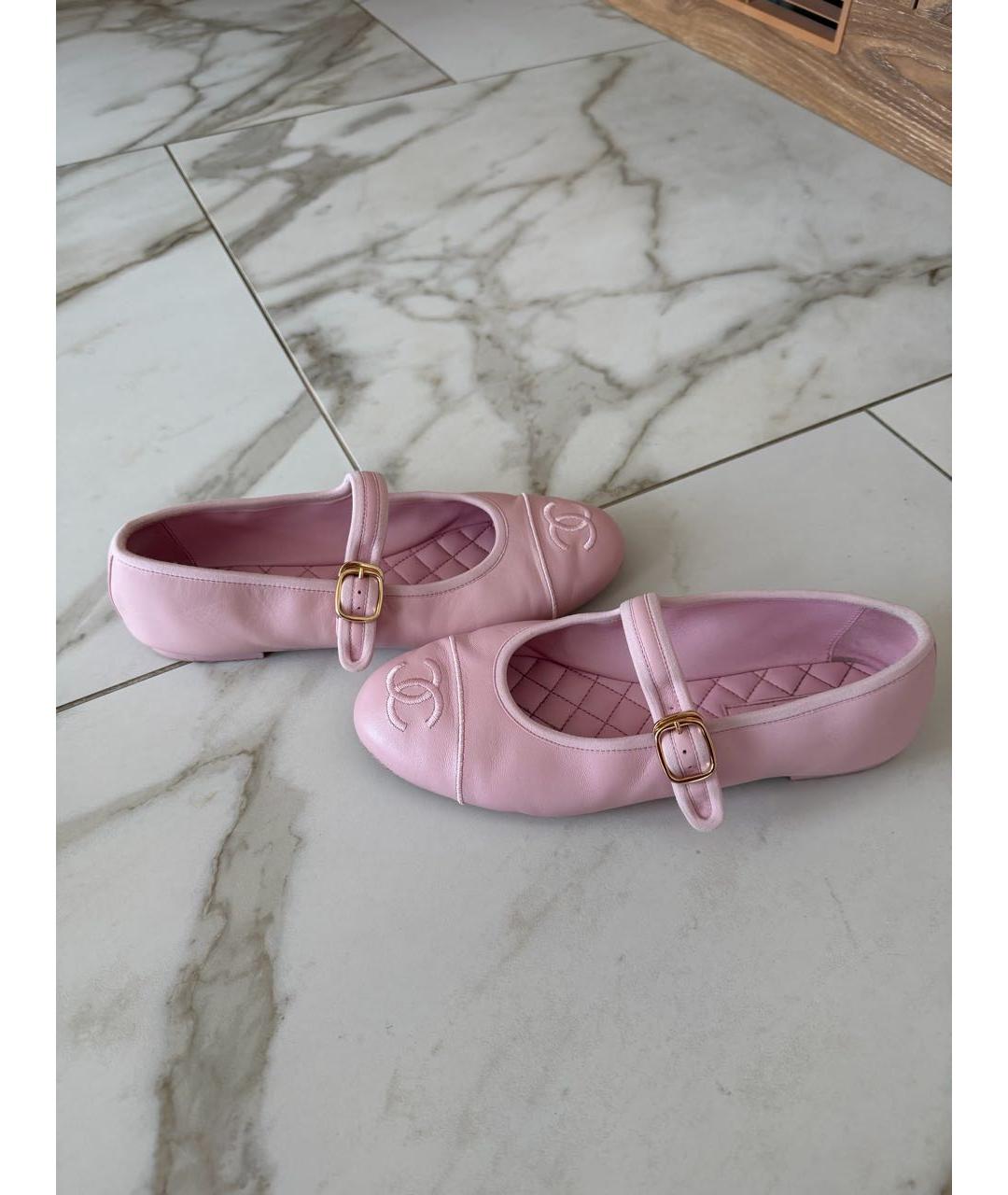 CHANEL Розовые кожаные балетки, фото 8