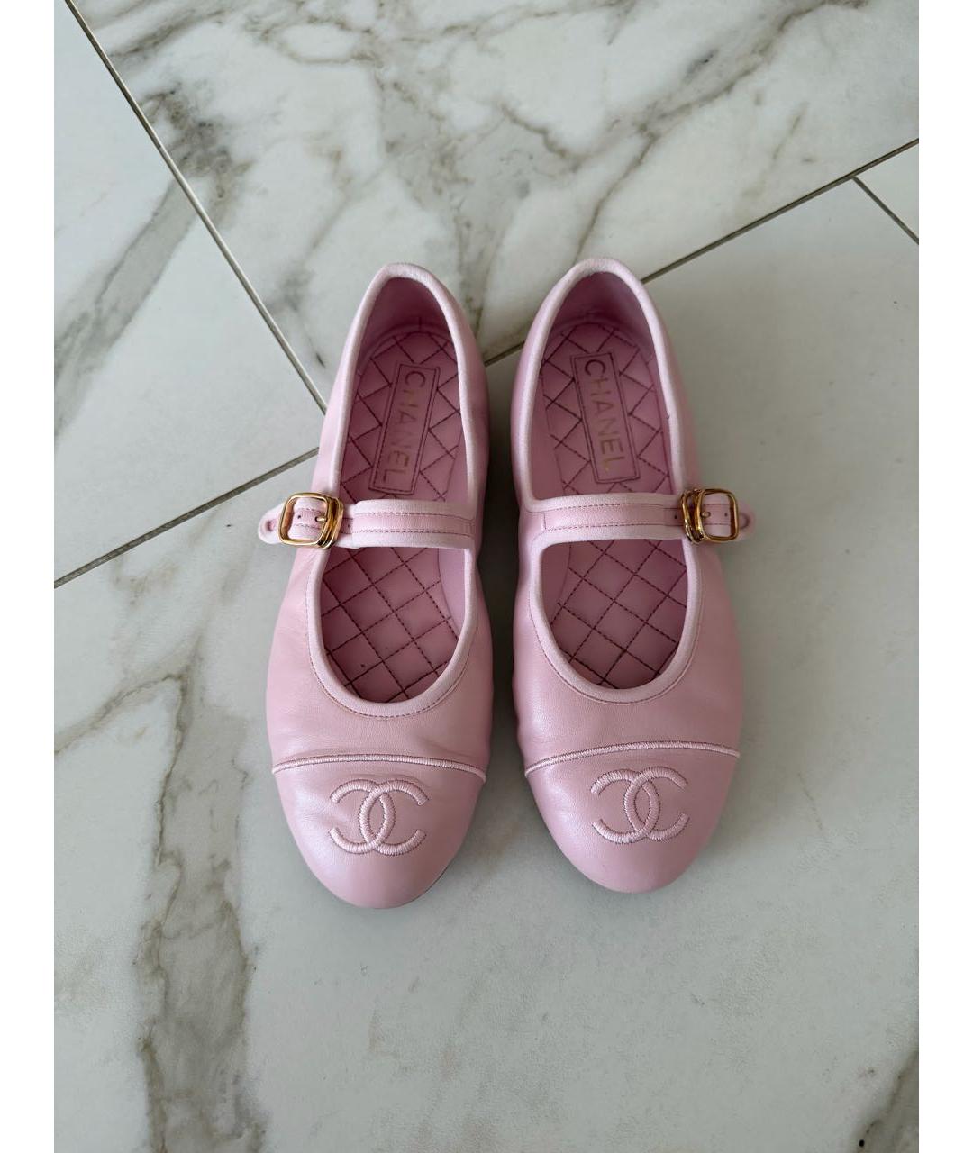 CHANEL Розовые кожаные балетки, фото 2
