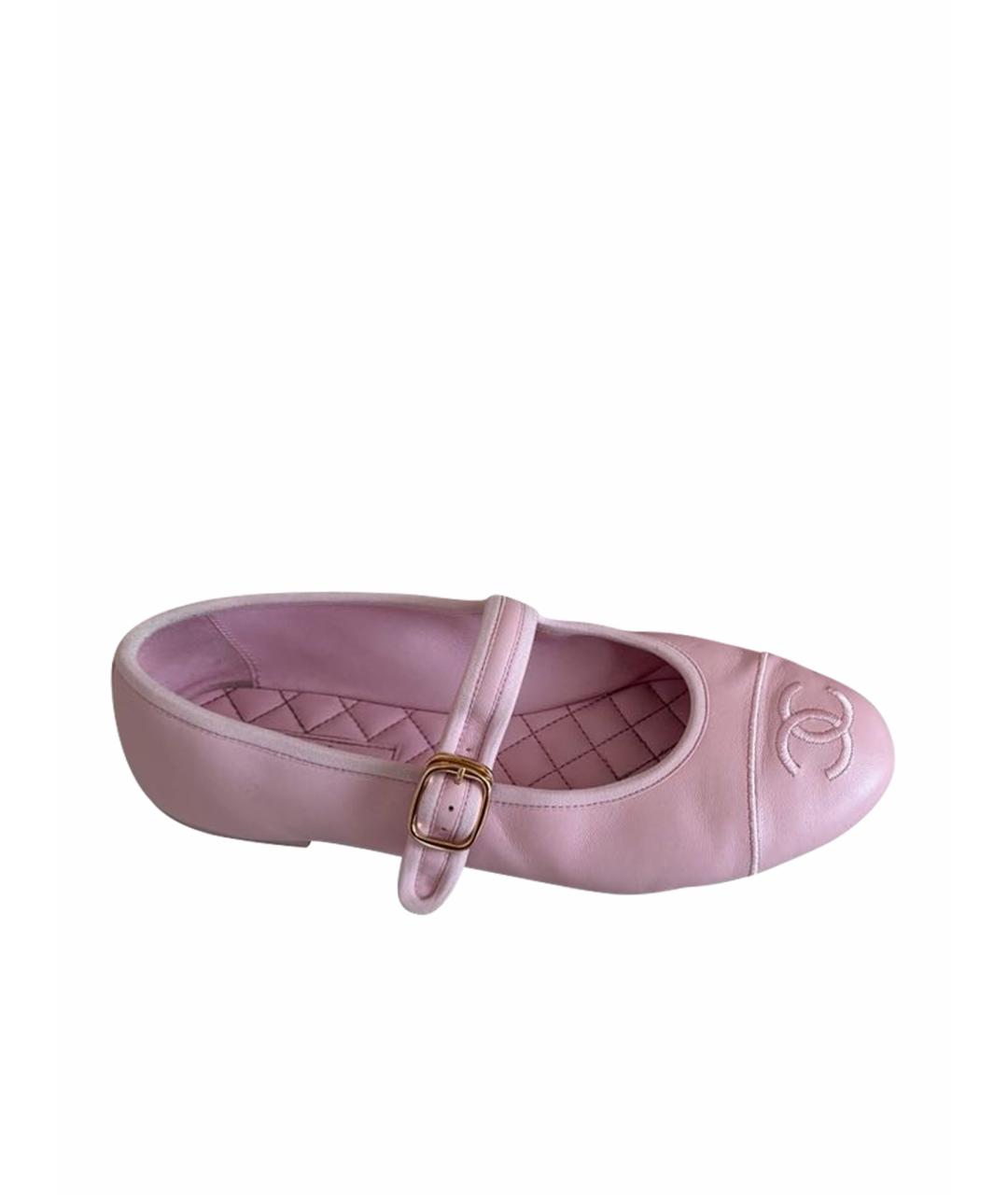 CHANEL Розовые кожаные балетки, фото 1