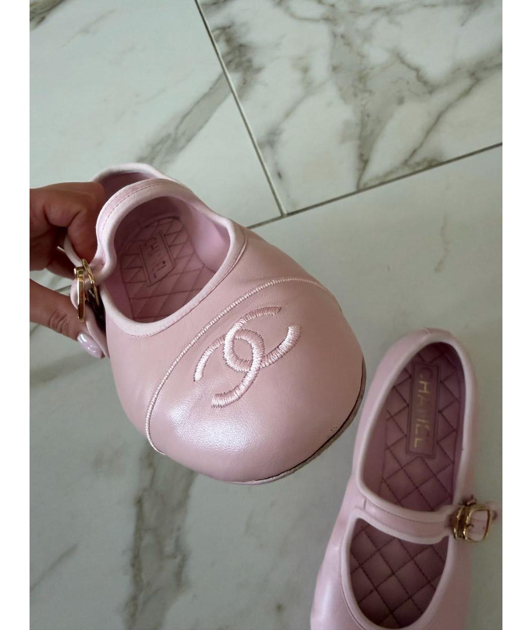 CHANEL Розовые кожаные балетки, фото 5