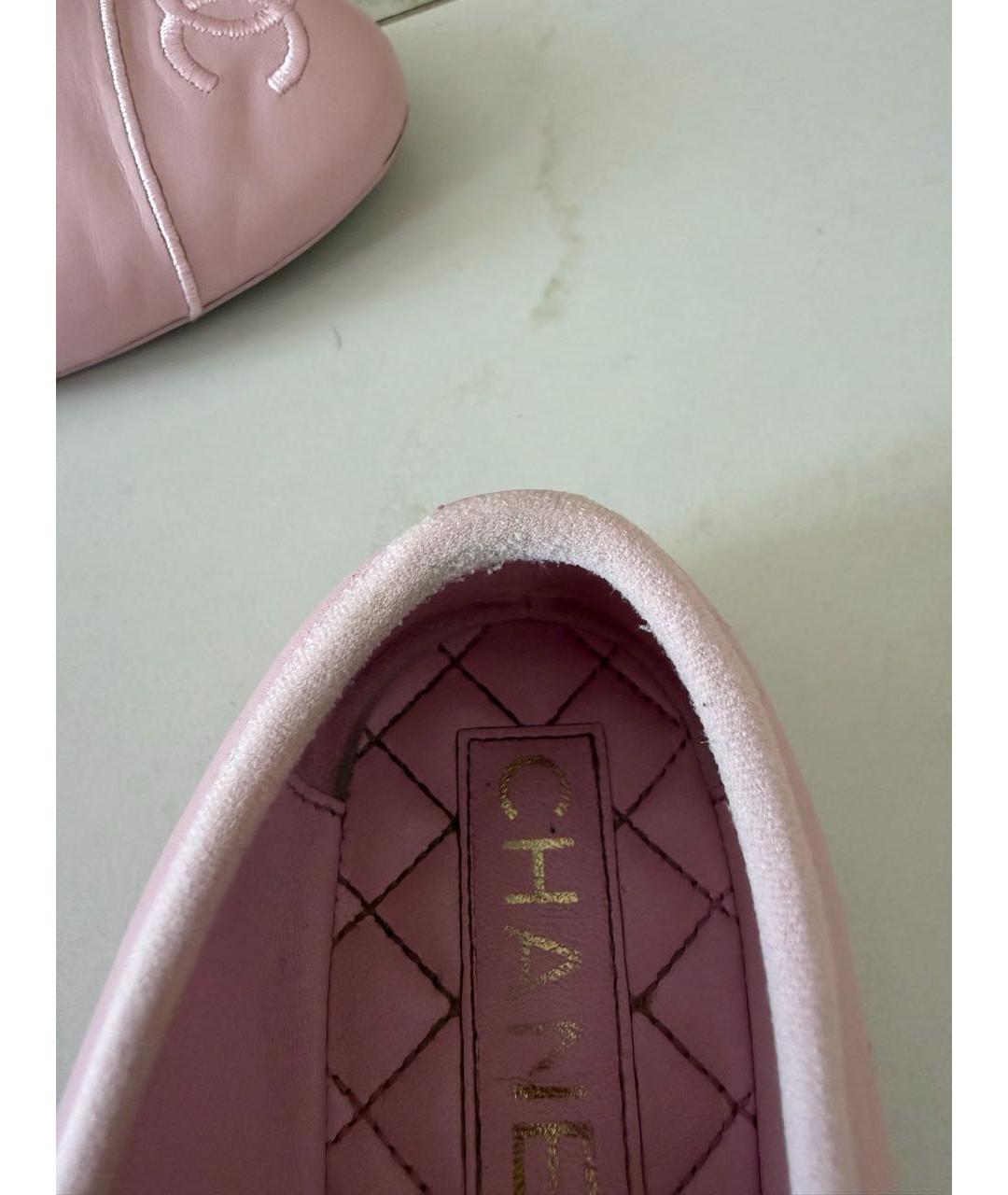 CHANEL Розовые кожаные балетки, фото 6