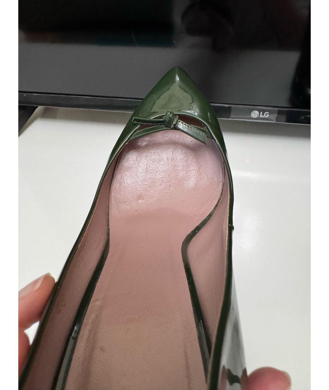GUCCI Зеленые туфли из лакированной кожи, фото 3