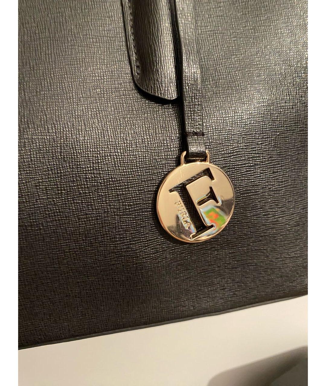 FURLA Черная кожаная сумка с короткими ручками, фото 5