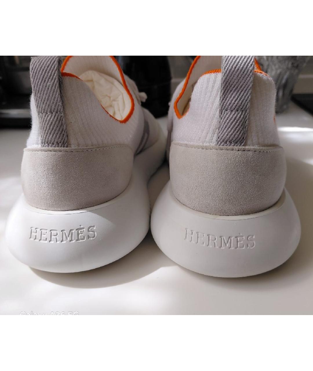 HERMES Белые текстильные кроссовки, фото 4