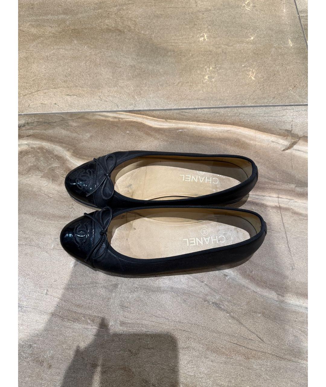CHANEL Черные кожаные балетки, фото 4