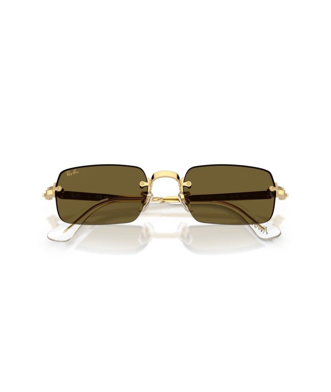 RAY BAN Золотые металлические солнцезащитные очки, фото 7