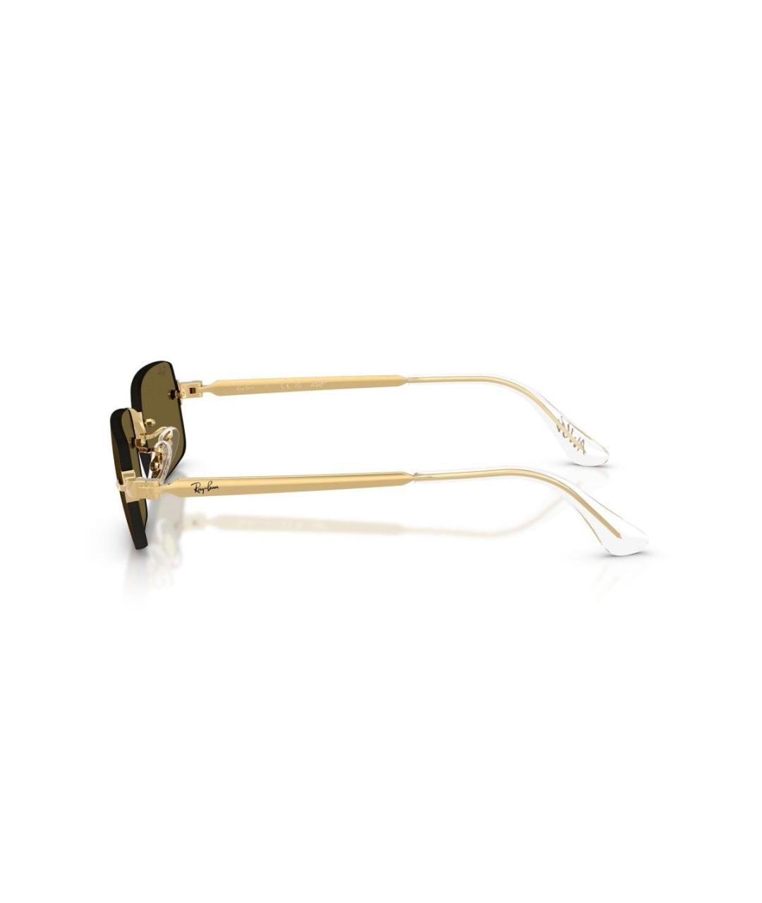 RAY BAN Золотые металлические солнцезащитные очки, фото 3