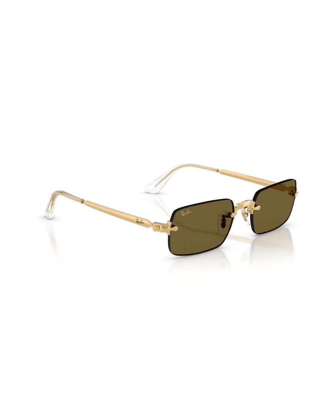 RAY BAN Золотые металлические солнцезащитные очки, фото 2