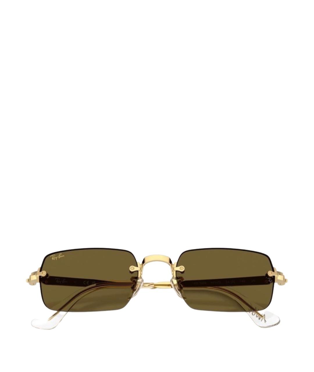 RAY BAN Золотые металлические солнцезащитные очки, фото 1