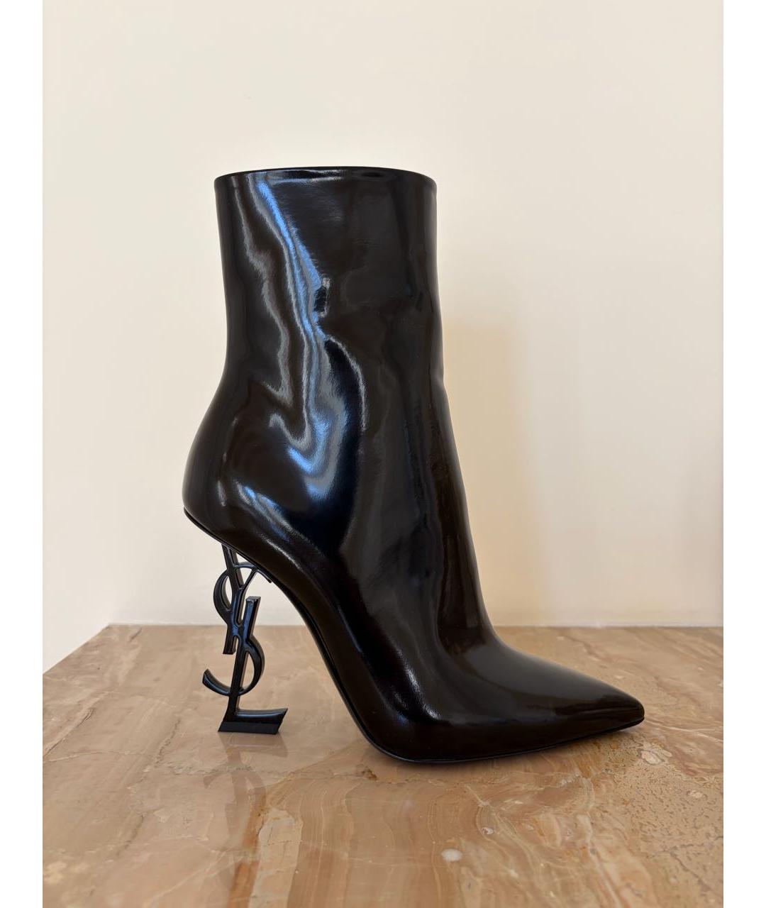 SAINT LAURENT Черные ботильоны из лакированной кожи, фото 9