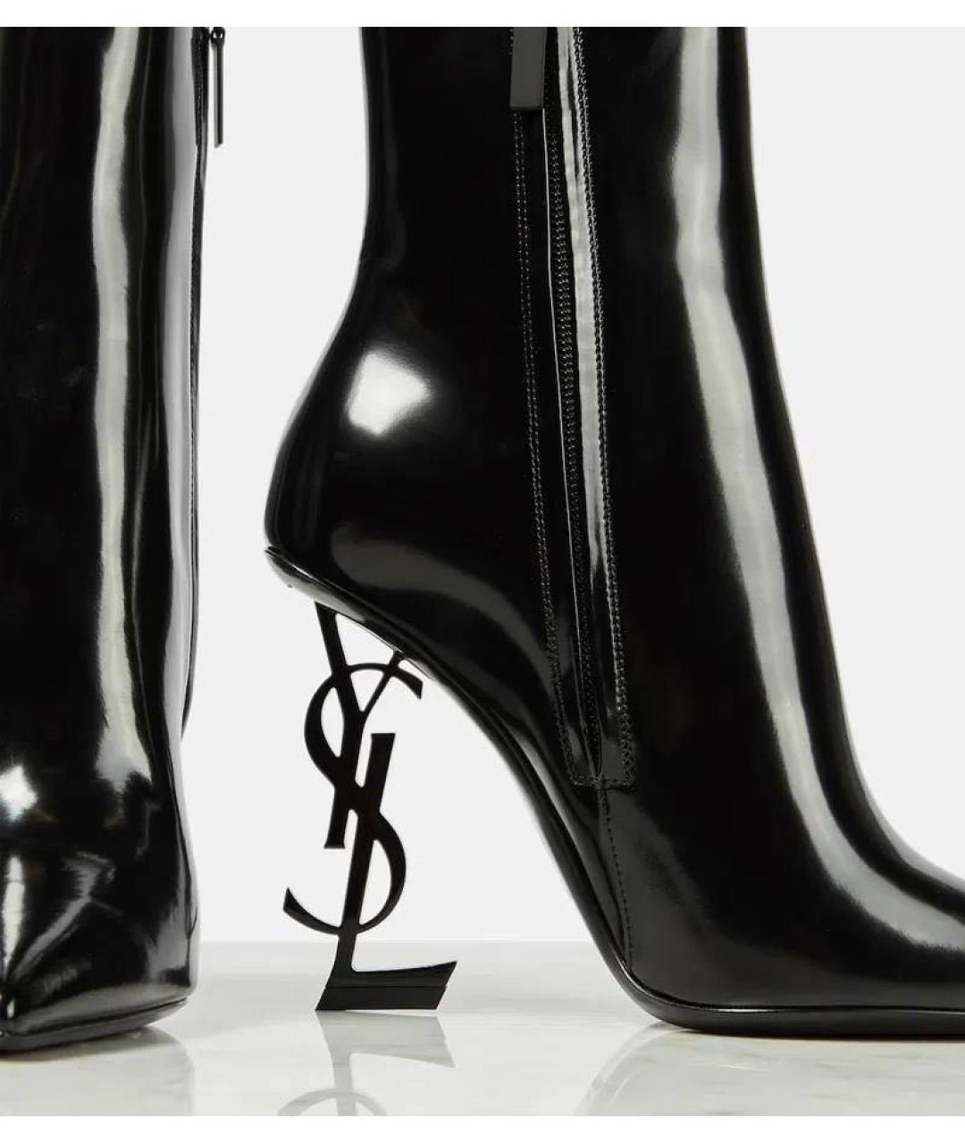 SAINT LAURENT Черные ботильоны из лакированной кожи, фото 5
