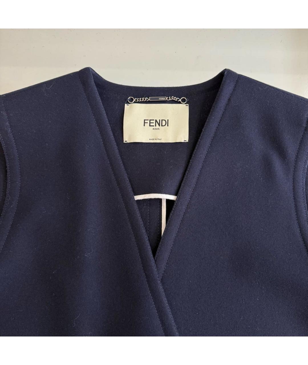 FENDI Темно-синий шерстяной жилет, фото 3