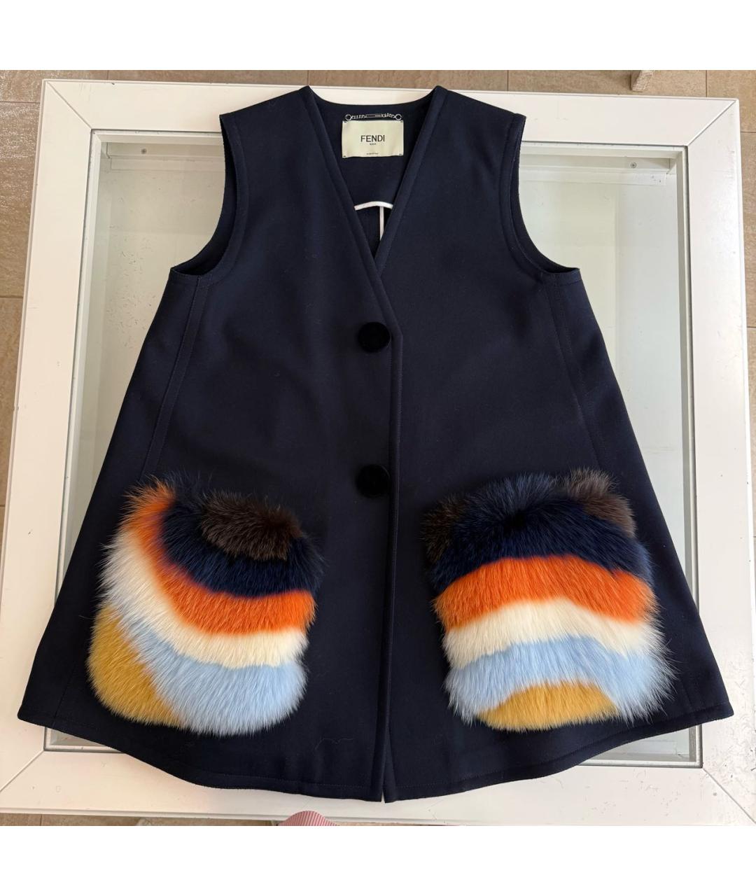 FENDI Темно-синий шерстяной жилет, фото 7