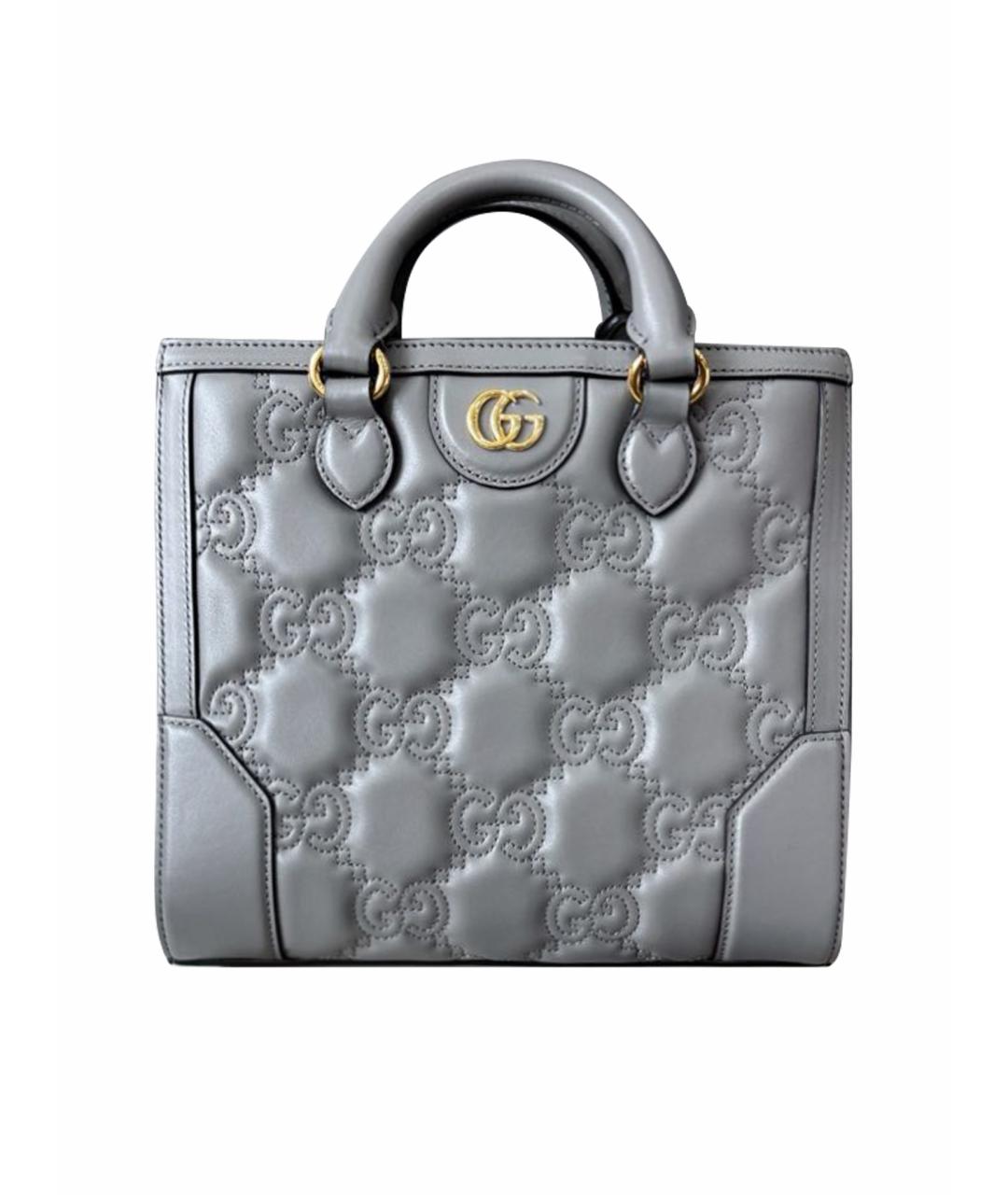 GUCCI Серая кожаная сумка с короткими ручками, фото 1