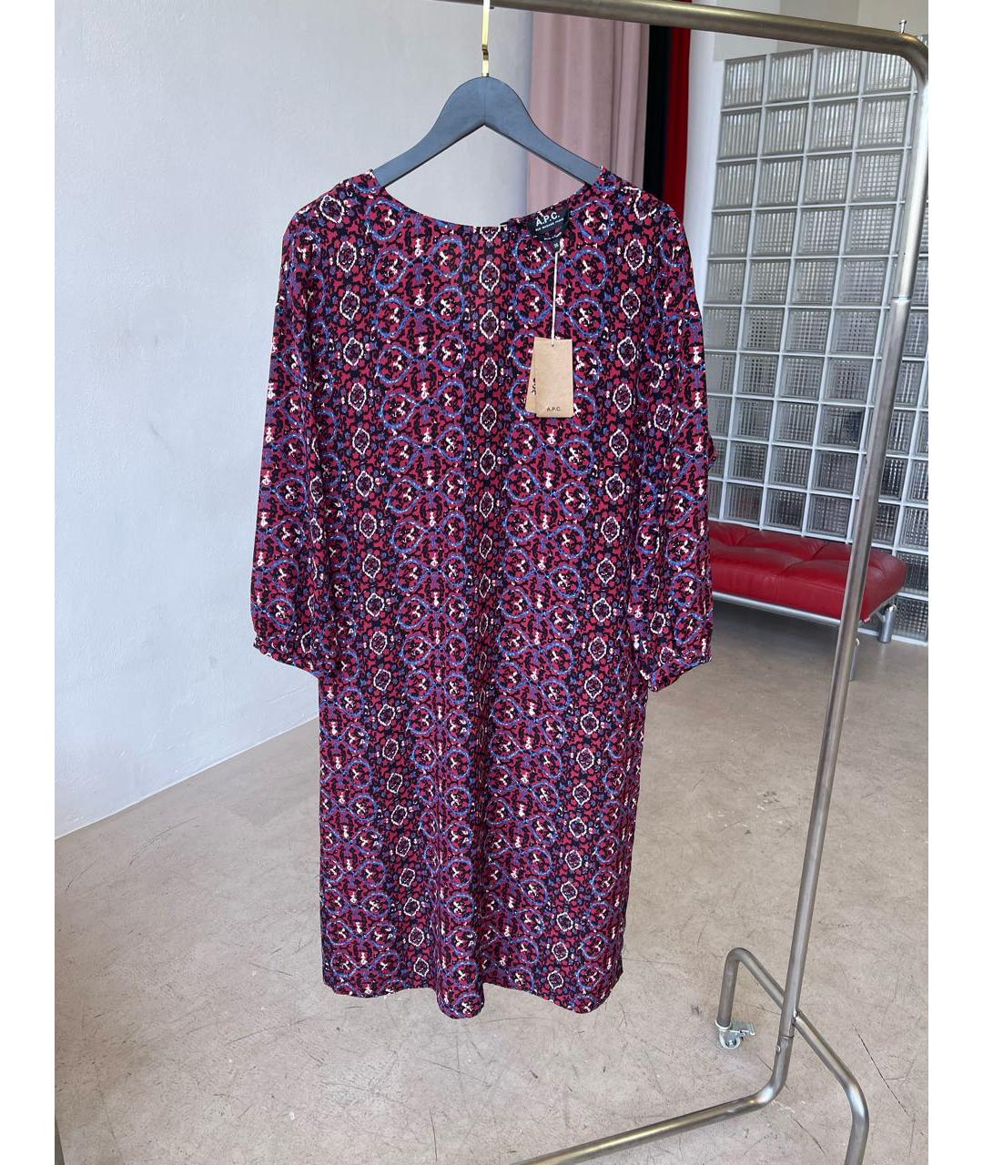 A.P.C. Бордовое шелковое повседневное платье, фото 8