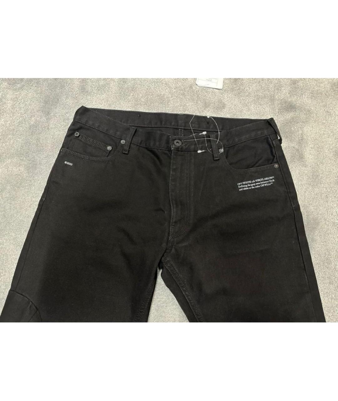 OFF-WHITE Черные хлопковые прямые джинсы, фото 4