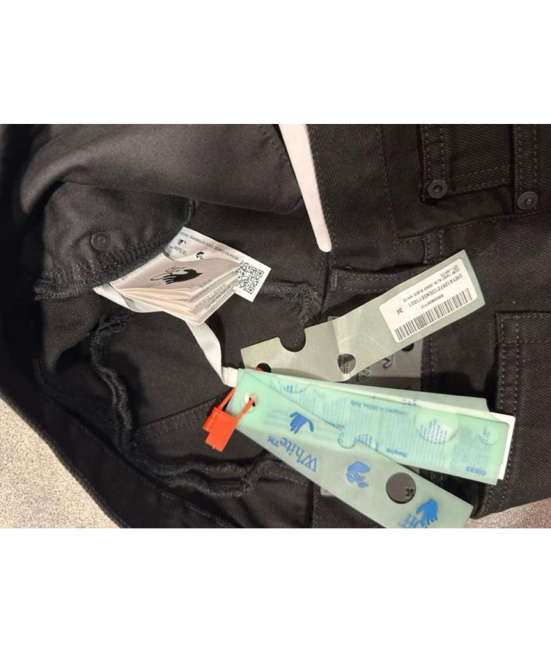 OFF-WHITE Черные хлопковые прямые джинсы, фото 5