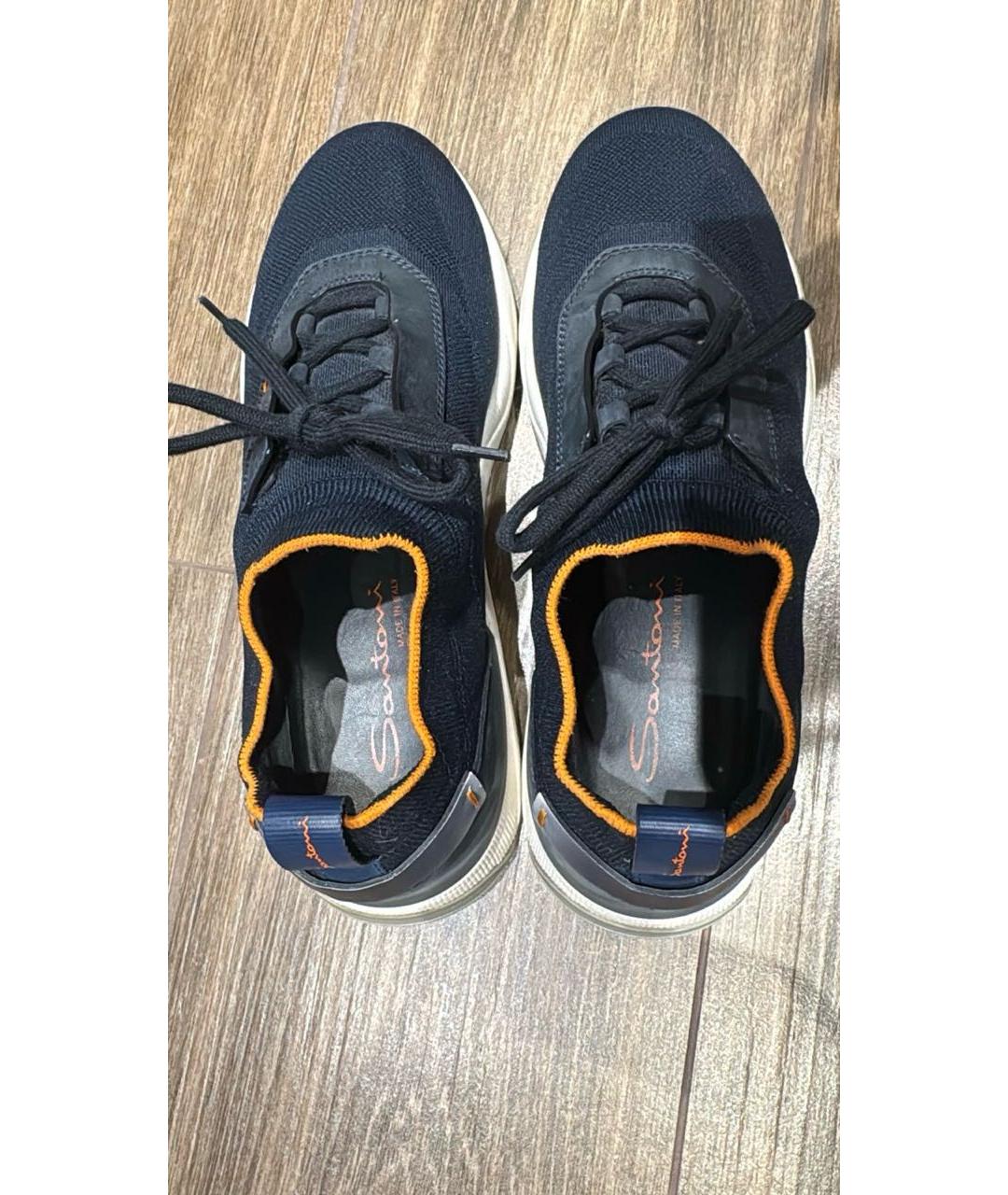 SANTONI Синие текстильные низкие кроссовки / кеды, фото 3
