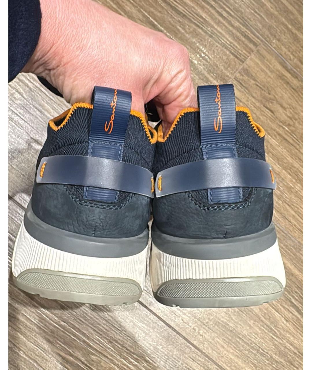 SANTONI Синие текстильные низкие кроссовки / кеды, фото 4