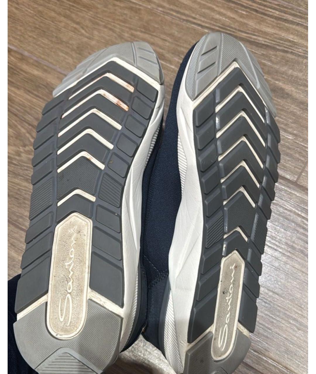 SANTONI Синие текстильные низкие кроссовки / кеды, фото 5
