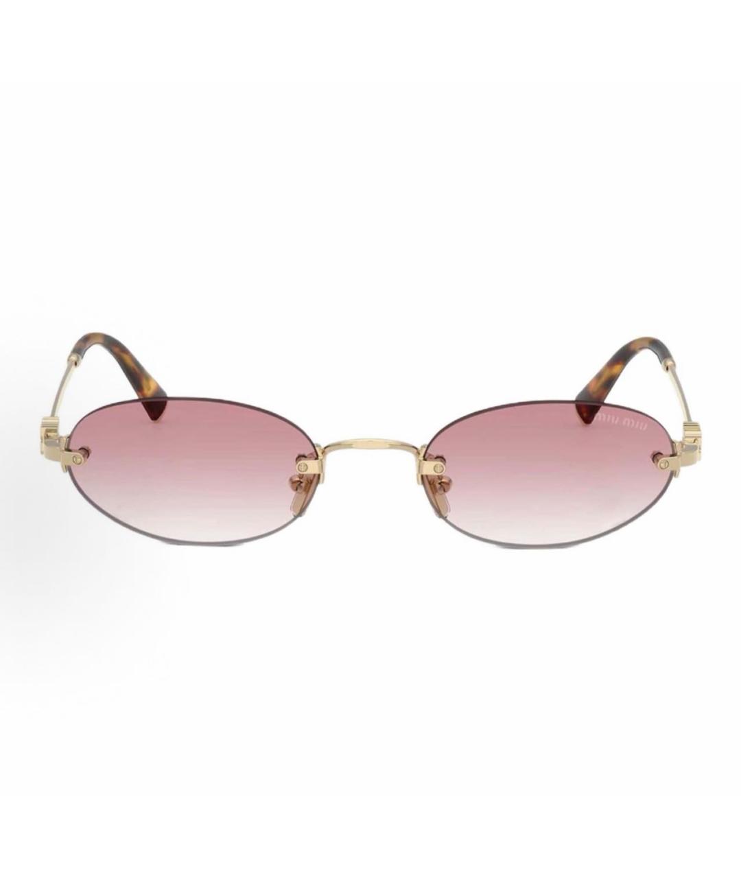 MIU MIU Розовые металлические солнцезащитные очки, фото 4