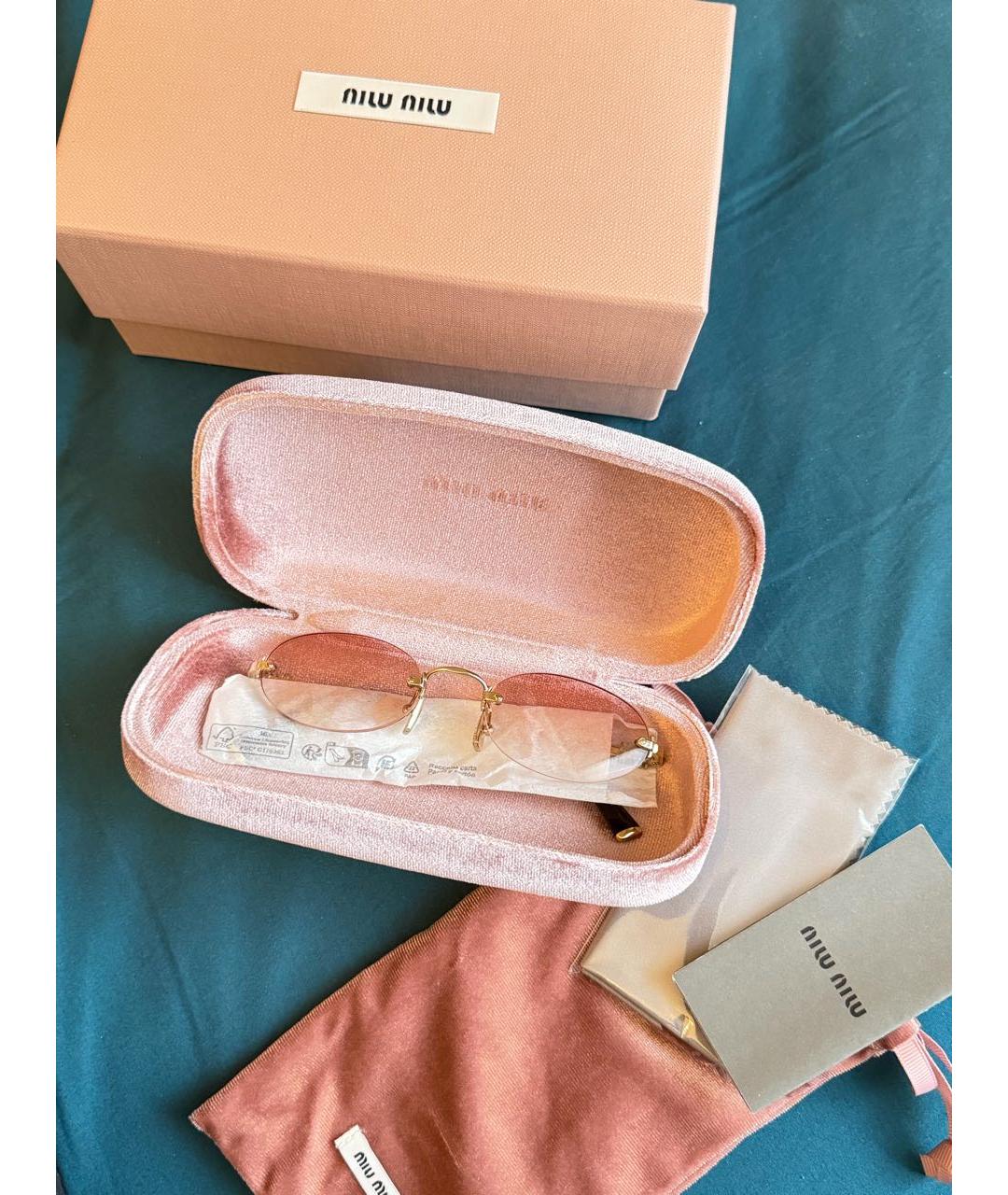 MIU MIU Розовые металлические солнцезащитные очки, фото 3