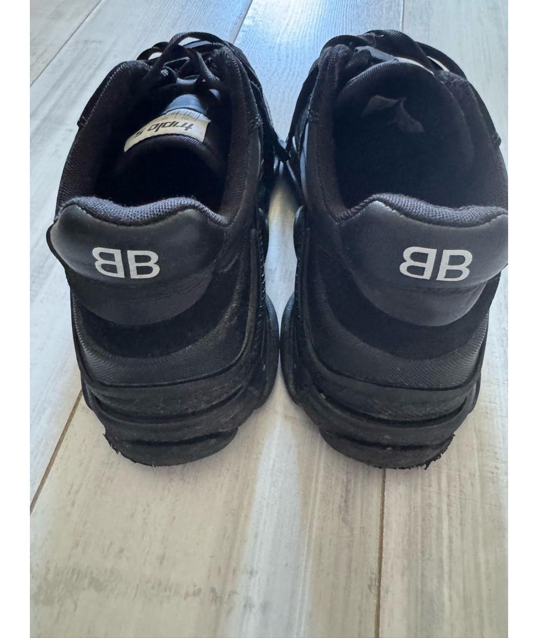 BALENCIAGA Черные кожаные кроссовки, фото 3