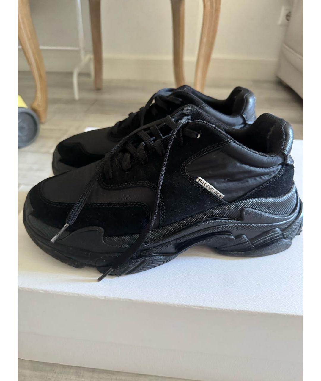 BALENCIAGA Черные кожаные кроссовки, фото 4