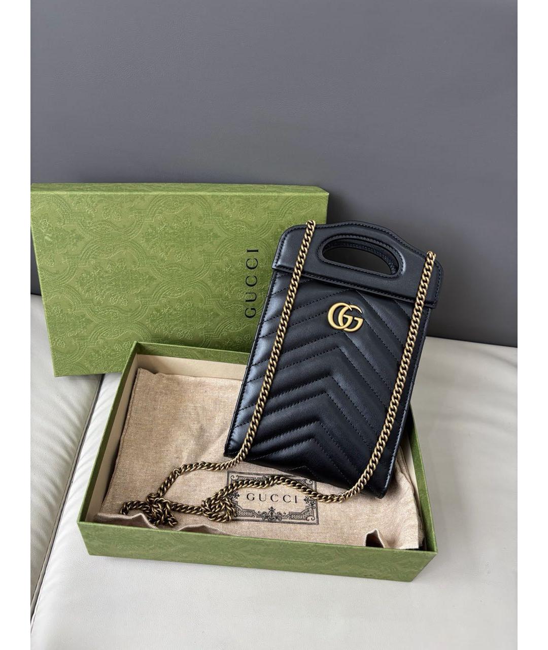 GUCCI Черная кожаная сумка через плечо, фото 2
