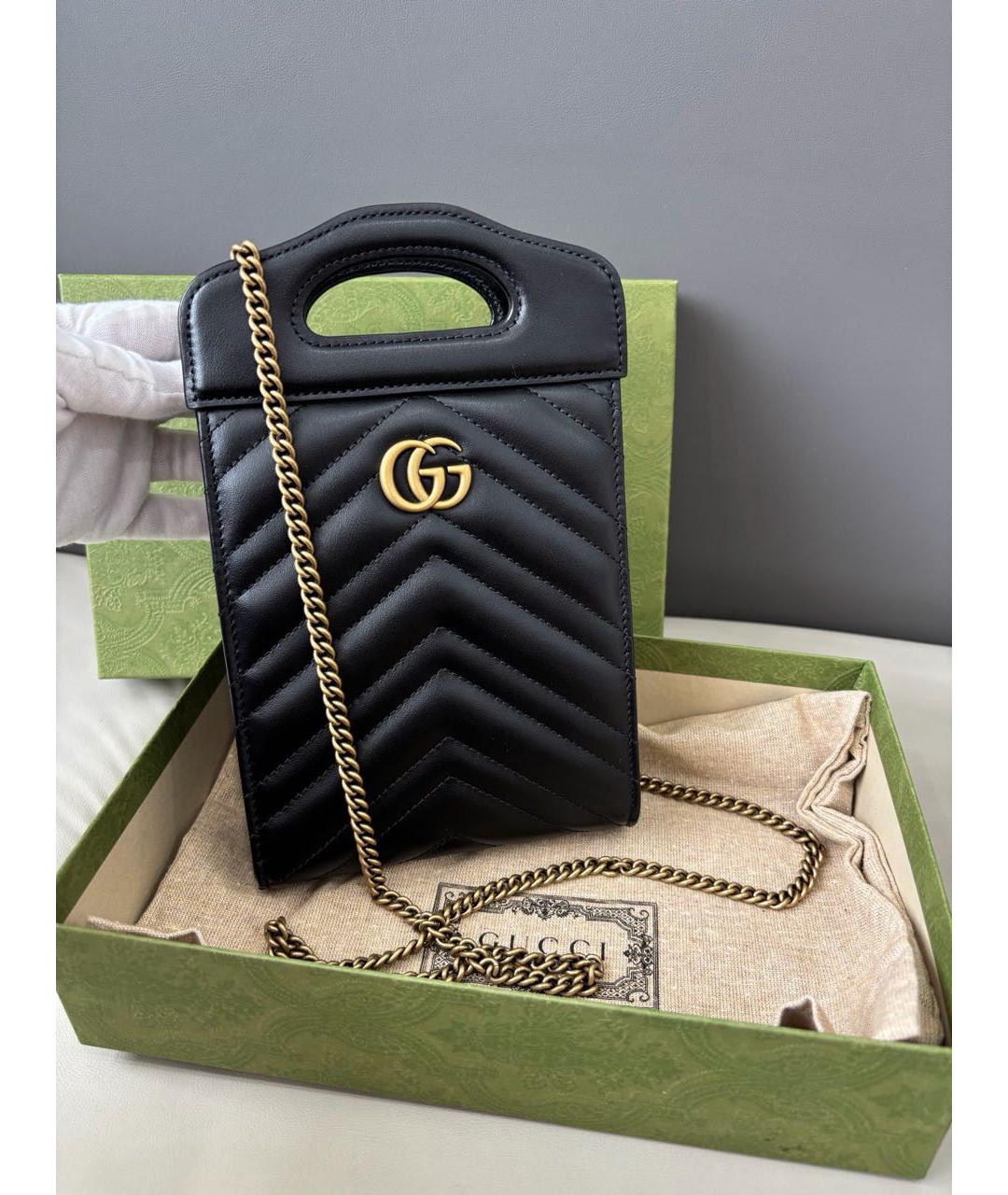 GUCCI Черная кожаная сумка через плечо, фото 8