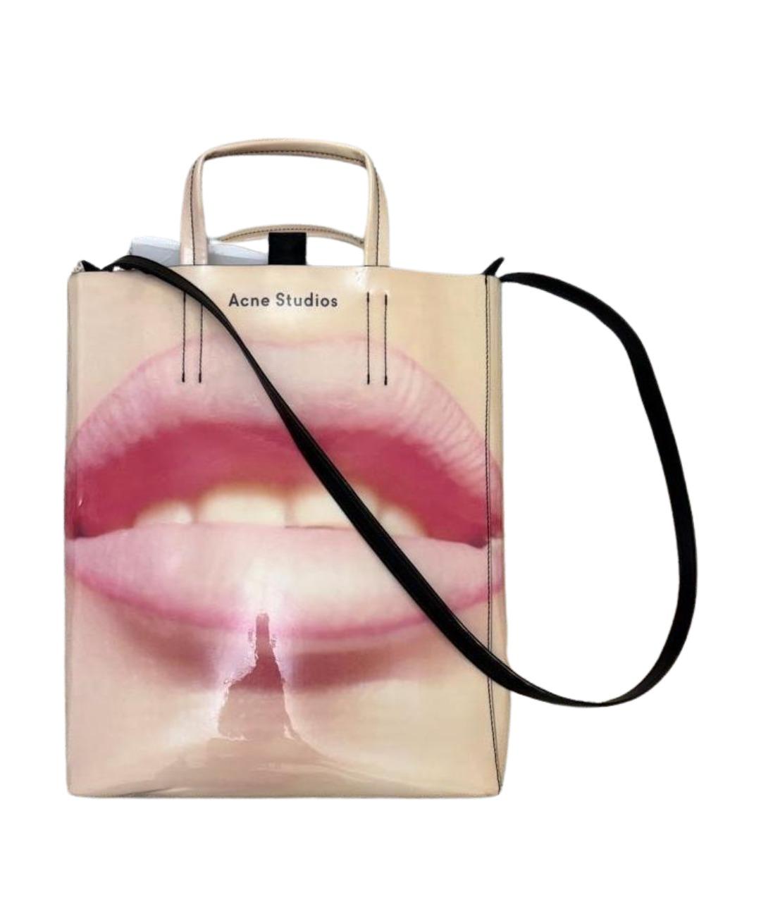 ACNE STUDIOS Бежевая кожаная сумка через плечо, фото 1