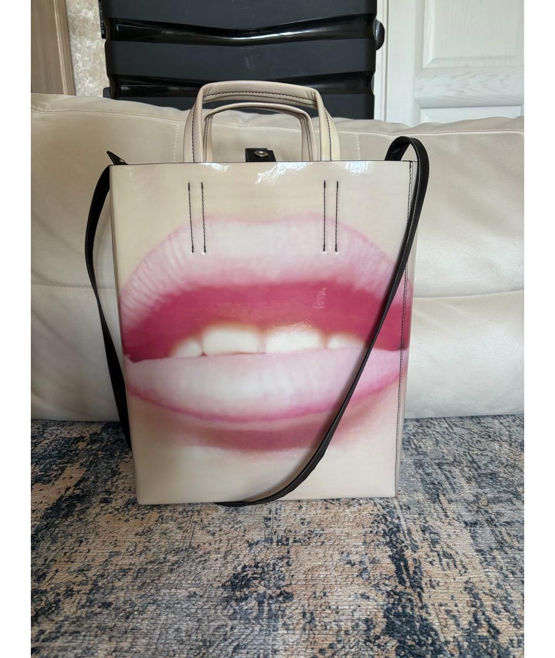 ACNE STUDIOS Бежевая кожаная сумка через плечо, фото 4