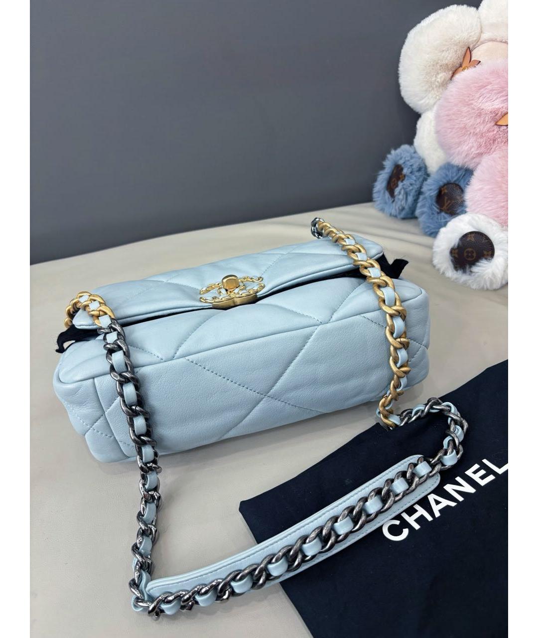 CHANEL Голубая кожаная сумка через плечо, фото 5