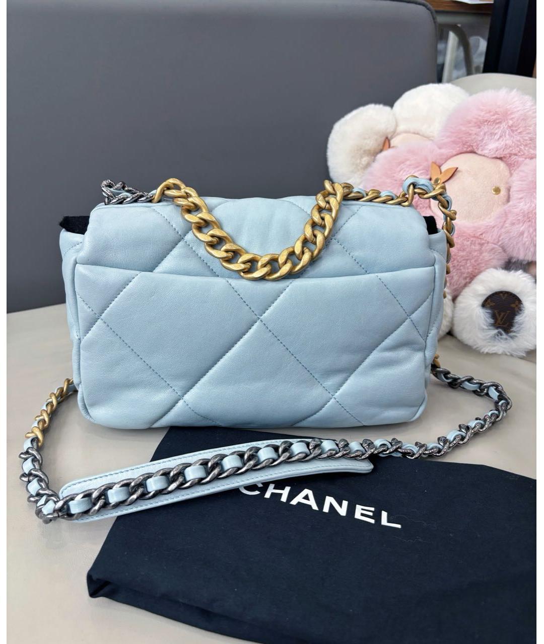 CHANEL Голубая кожаная сумка через плечо, фото 3