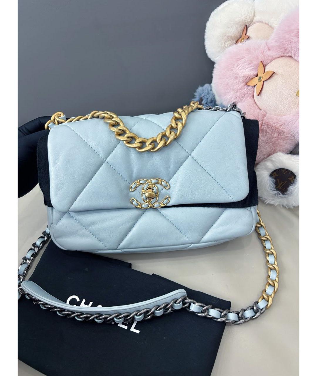CHANEL Голубая кожаная сумка через плечо, фото 2