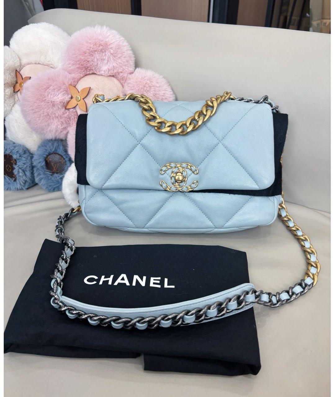 CHANEL Голубая кожаная сумка через плечо, фото 8
