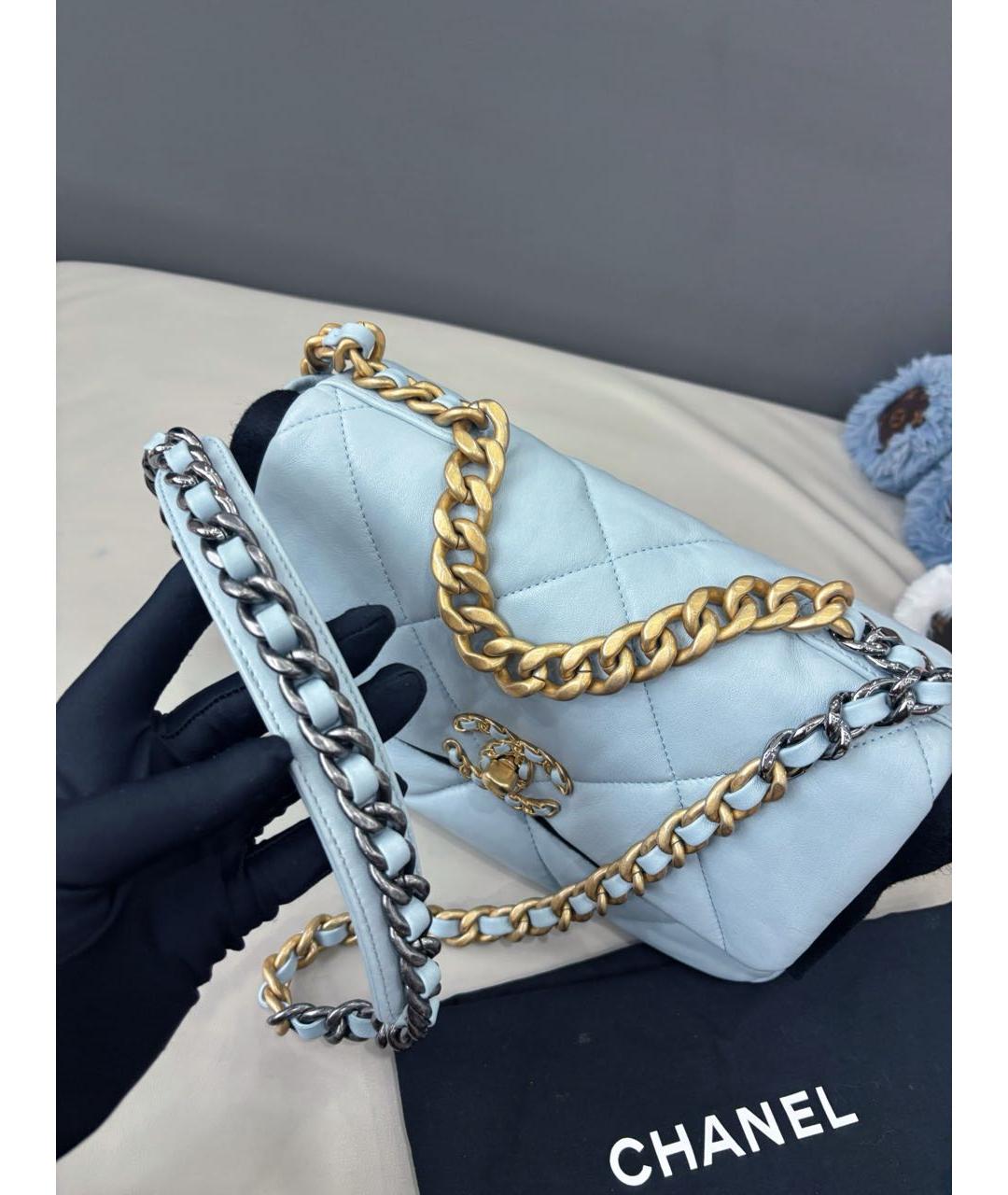 CHANEL Голубая кожаная сумка через плечо, фото 6