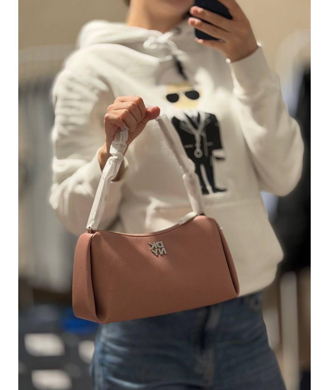 DKNY Розовая сумка с короткими ручками из искусственной кожи, фото 4