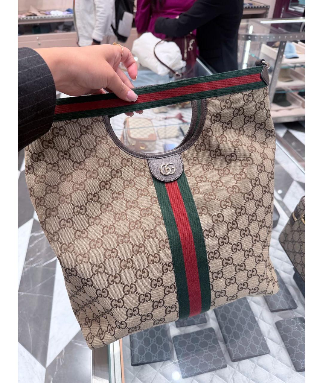 GUCCI Мульти жаккардовая сумка с короткими ручками, фото 5