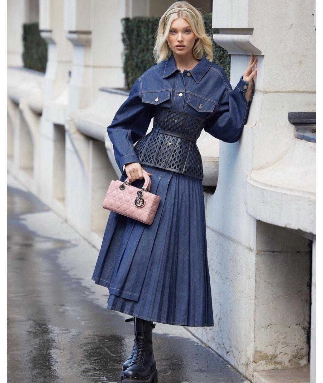 CHRISTIAN DIOR Темно-синяя деним юбка миди, фото 4