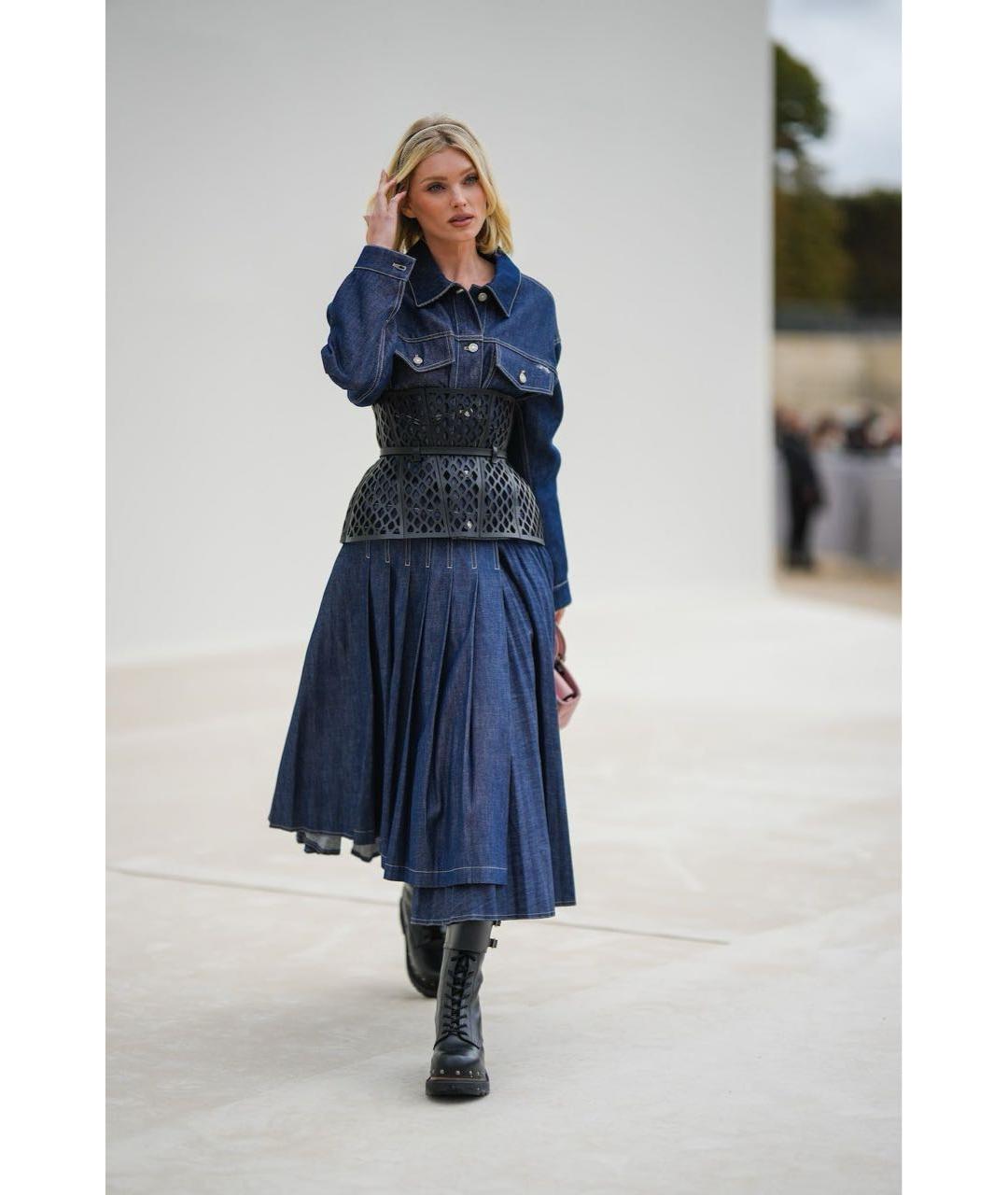 CHRISTIAN DIOR Темно-синяя деним юбка миди, фото 3