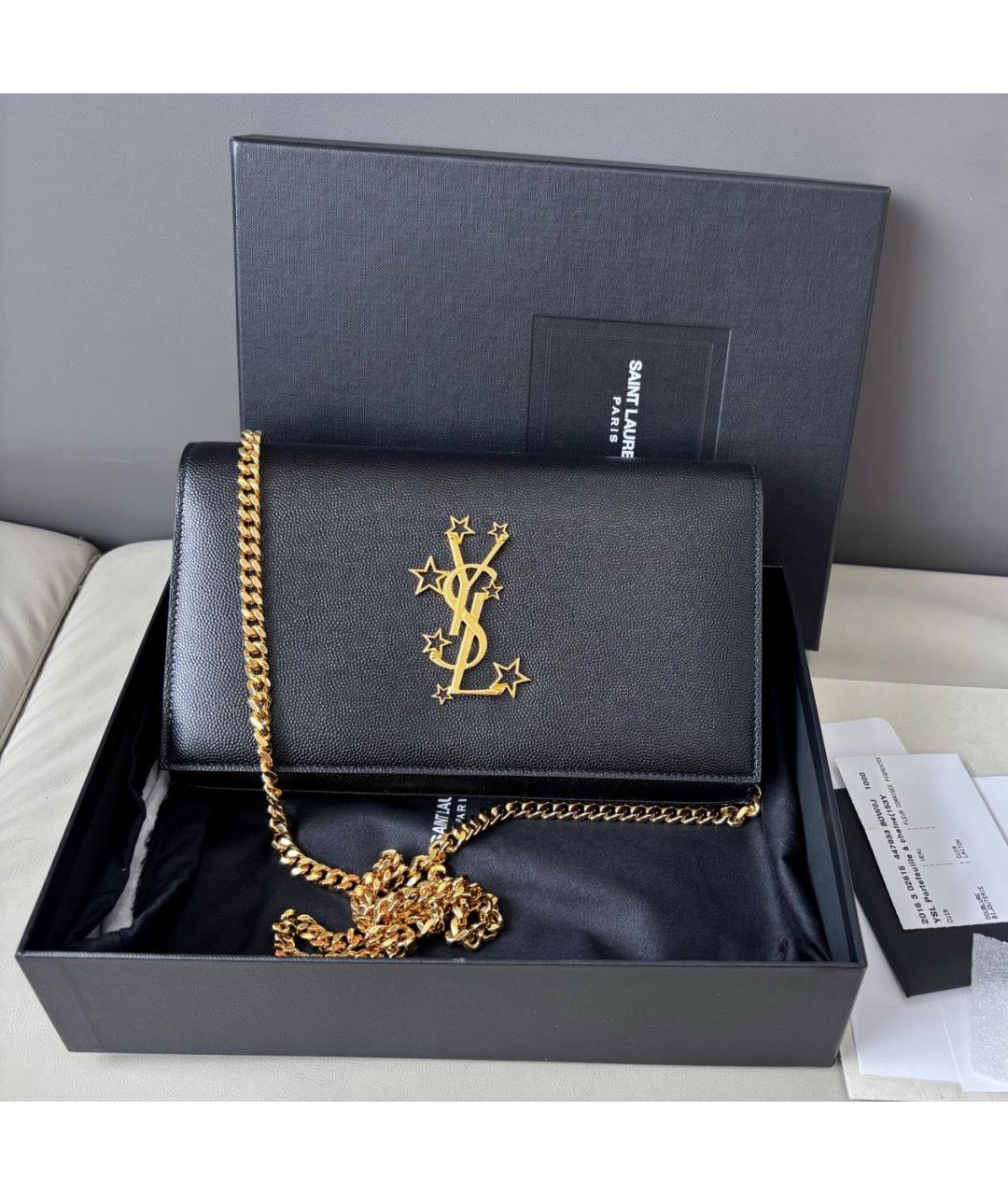 SAINT LAURENT Черная кожаная сумка через плечо, фото 8