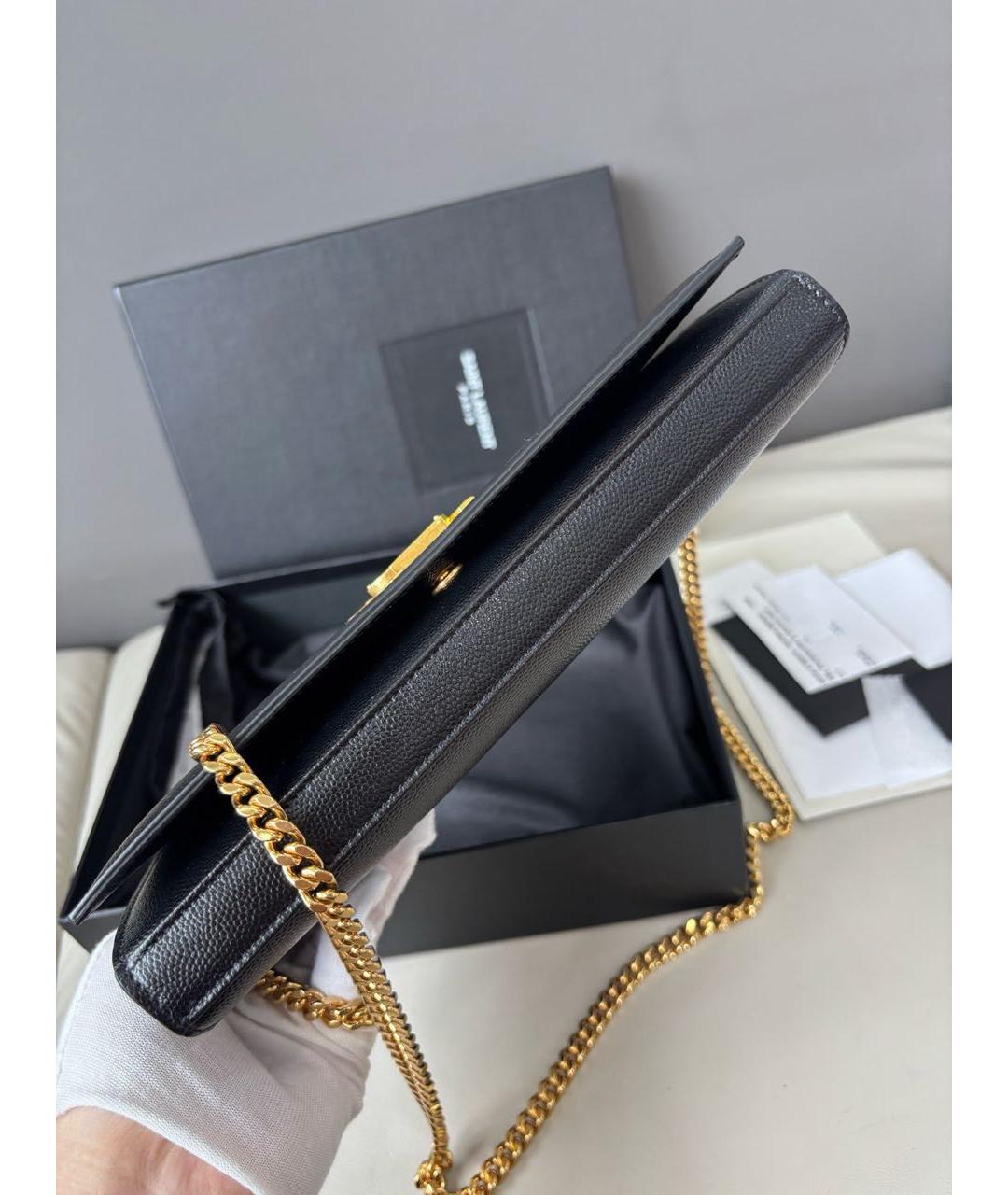 SAINT LAURENT Черная кожаная сумка через плечо, фото 4