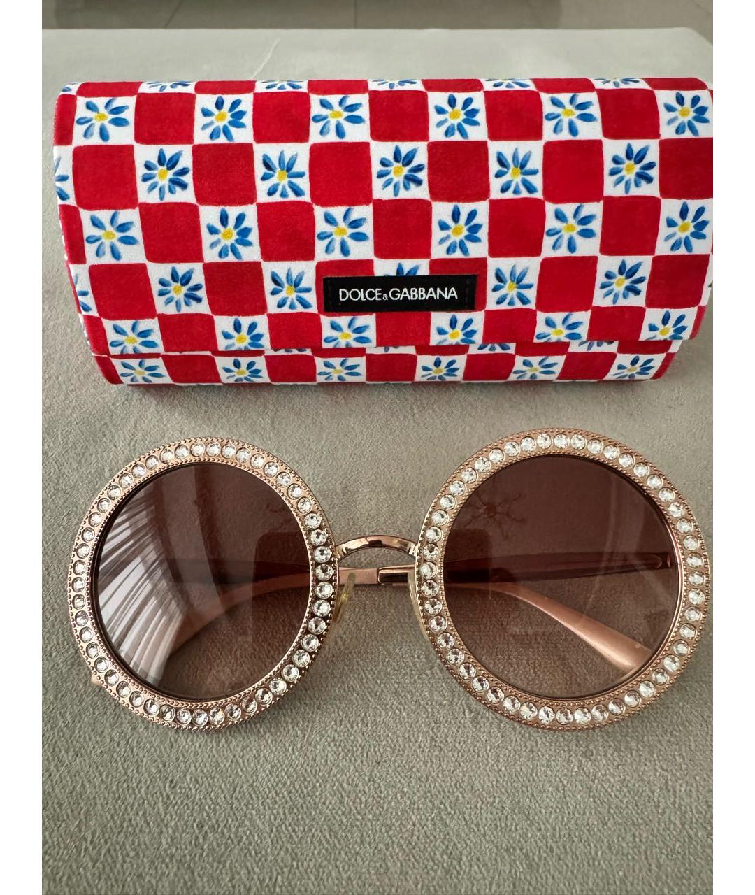 DOLCE&GABBANA Золотые металлические солнцезащитные очки, фото 4