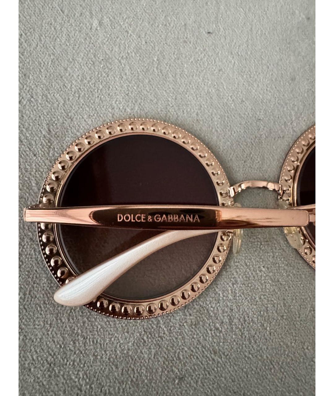 DOLCE&GABBANA Золотые металлические солнцезащитные очки, фото 3