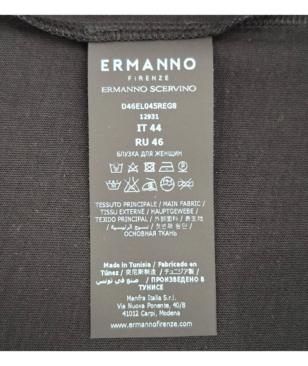 ERMANNO FIRENZE Черная хлопковая футболка, фото 5